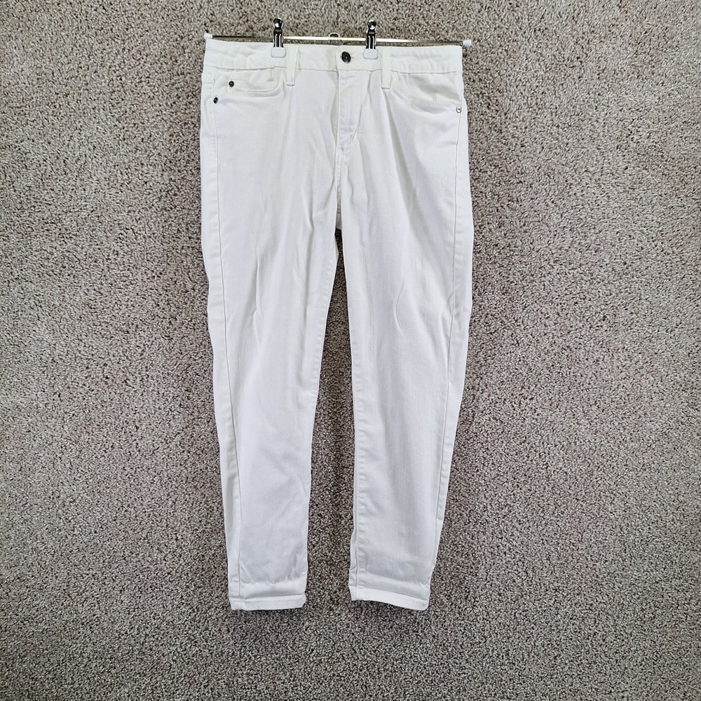 Just Black Jeans Women's 30 (Fits 31x25) White Mid Rise Skinny Leg Made in USA